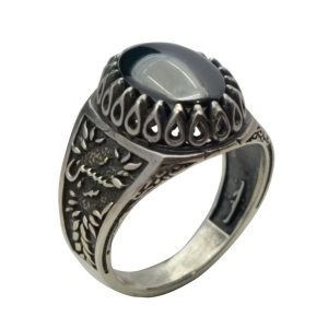 انگشتر حدید صینی مردانه نقره طرح یاحسین کد{10769}