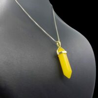 گردنبند سنگ جید زنانه با رنگ زرد