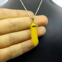 گردنبند سنگ جید زنانه با رنگ زرد