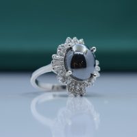 انگشتر حدید صینی زنانه نقره آبکاری رادیوم کد{101050}