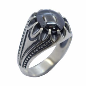 انگشتر حدید صینی مردانه نقره