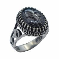 انگشتر حدید صینی مردانه نقره حکاکی حسبی الله طرح رهبری کد{101019}