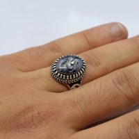 انگشتر حدید صینی مردانه نقره حکاکی حسبی الله طرح رهبری کد{101019}