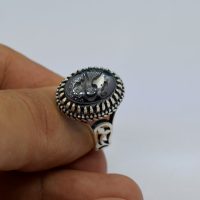 انگشتر حدید صینی مردانه نقره حکاکی حسبی الله طرح رهبری کد{101019}