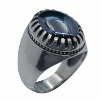 انگشتر حدید صینی مردانه نقره طرح فیلی ساده کد{101047}