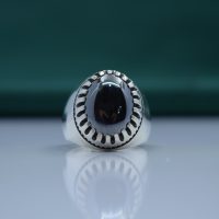 انگشتر حدید صینی مردانه نقره طرح فیلی ساده کد{101047}