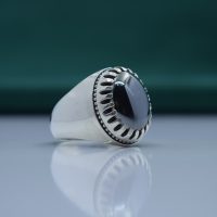 انگشتر حدید صینی مردانه نقره طرح فیلی ساده کد{101047}