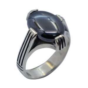 انگشتر حدید صینی مردانه نقره طرح چهارچنگ