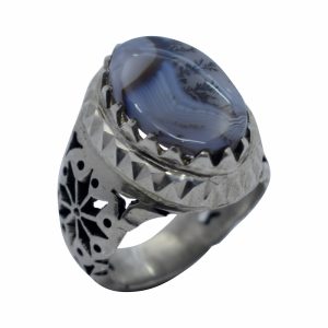 انگشتر شجر چهارگوش مردانه نقره دست ساز دارای آینه کاری کد{10955}