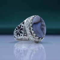 انگشتر شجر چهارگوش مردانه نقره دست ساز دارای آینه کاری کد{10955}