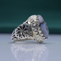 انگشتر شجر چهارگوش مردانه نقره دست ساز دارای آینه کاری کد{10955}