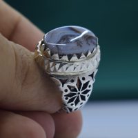 انگشتر شجر چهارگوش مردانه نقره دست ساز دارای آینه کاری کد{10955}