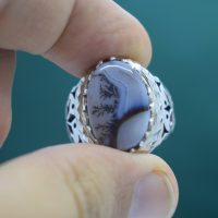 انگشتر شجر چهارگوش مردانه نقره دست ساز دارای آینه کاری کد{10955}