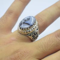 انگشتر شجر چهارگوش مردانه نقره دست ساز دارای آینه کاری کد{10955}