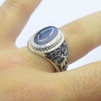 انگشتر شجر چهارگوش مردانه نقره دست ساز طرح فیلی کد{10956}