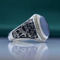 انگشتر شجر چهارگوش مردانه نقره دست ساز طرح فیلی کد{10956}