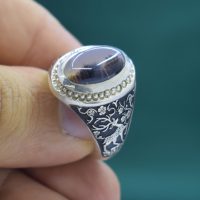 انگشتر شجر چهارگوش مردانه نقره دست ساز طرح فیلی کد{10956}