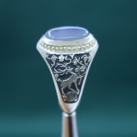 انگشتر شجر چهارگوش مردانه نقره دست ساز طرح فیلی کد{10956}