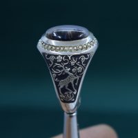 انگشتر شجر چهارگوش مردانه نقره دست ساز طرح فیلی کد{10956}