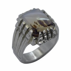 انگشتر شجر چهارگوش مردانه نقره دست ساز کد{10954}