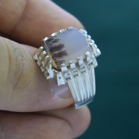 انگشتر شجر چهارگوش مردانه نقره دست ساز کد{10954}