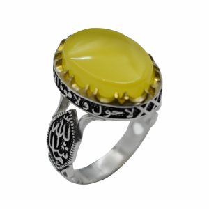 انگشتر شرف الشمس مردانه طرح قلم زنی ماشاءالله