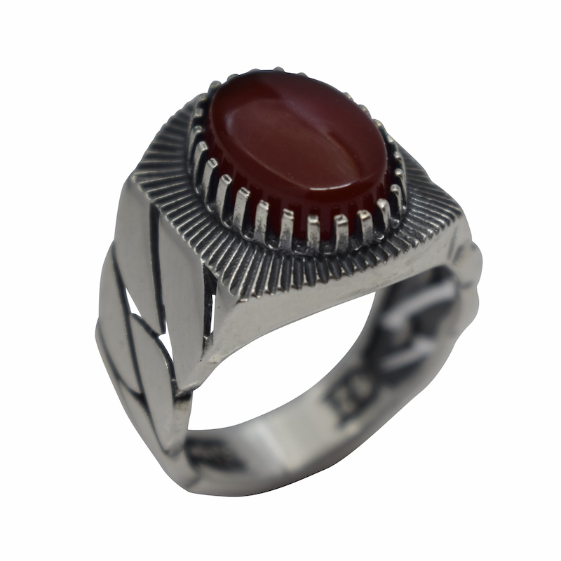 انگشتر عقیق سرخ مردانه نقره طرح کارتیه کد{10875} انگشتر عقیق سرخ مردانه نقره طرح کارتیه کد{10875}