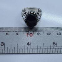 انگشتر عقیق سیاه مردانه نقره طرح ذوالفقار و نوشته لافتی الا علی... کد{101051}