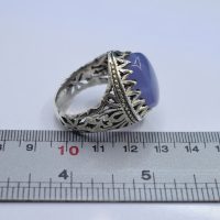 انگشتر عقیق کبود یمنی مردانه نقره دست ساز طرح شبکه کد{10948}