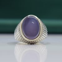 انگشتر عقیق کبود یمنی مردانه نقره دست ساز طرح فیلی کد{10946}