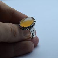 انگشتر عقیق یمنی پرتقالی مردانه نقره