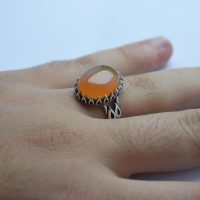 انگشتر عقیق یمنی پرتقالی مردانه نقره