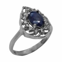 انگشتر یاقوت کبود زنانه نقره طرح اشکی