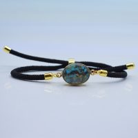 دستبند طلاروس فیروزه نیشابوری بند آسانسوری کد{101022}