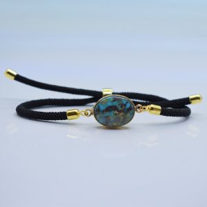 دستبند طلاروس فیروزه نیشابوری بند آسانسوری کد{101022}
