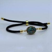 دستبند طلاروس فیروزه نیشابوری بند آسانسوری کد{101022}