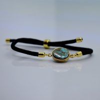 دستبند طلاروس فیروزه نیشابوری بند آسانسوری کد{101023}