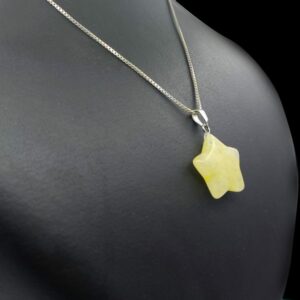 گردنبند سنگ جید زنانه با رنگ زرد طرح ستاره 1