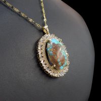 گردنبند فیروزه نیشابوری طلاروس زنانه کد{101025}