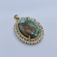 گردنبند فیروزه نیشابوری طلاروس زنانه کد{101025}