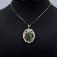 گردنبند فیروزه نیشابوری طلاروس زنانه کد{101025} - تصویر 3