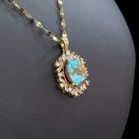 گردنبند فیروزه نیشابوری طلاروس زنانه کد{101026}