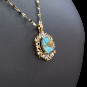 گردنبند فیروزه نیشابوری طلاروس زنانه کد{101026}