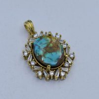 گردنبند فیروزه نیشابوری طلاروس زنانه کد{101026}
