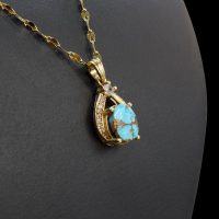 گردنبند فیروزه نیشابوری طلاروس زنانه کد{101027}